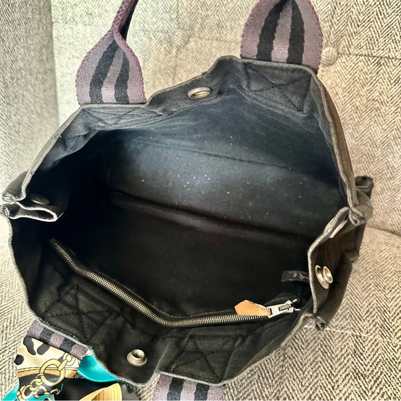 🦚HP🦚 HERMÈS Noir Toile Officier Fourre-Tout PM Bag - Picture 11 of 13